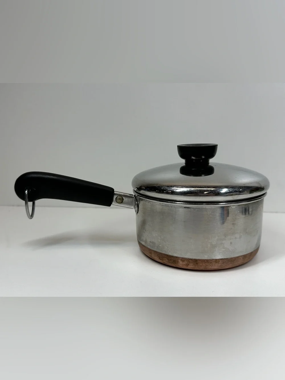Vintage 1801 Revere Ware 1 Qt Copper Bottom Saucepan/Pot w/ Lid Clinton USA